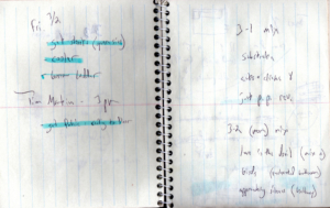 Scan of notebook pages for Intersection project.